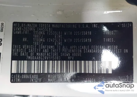 2024 Toyota Corolla Cross Xle from USA, damaged, VIN 7MUDAABG2RV115083